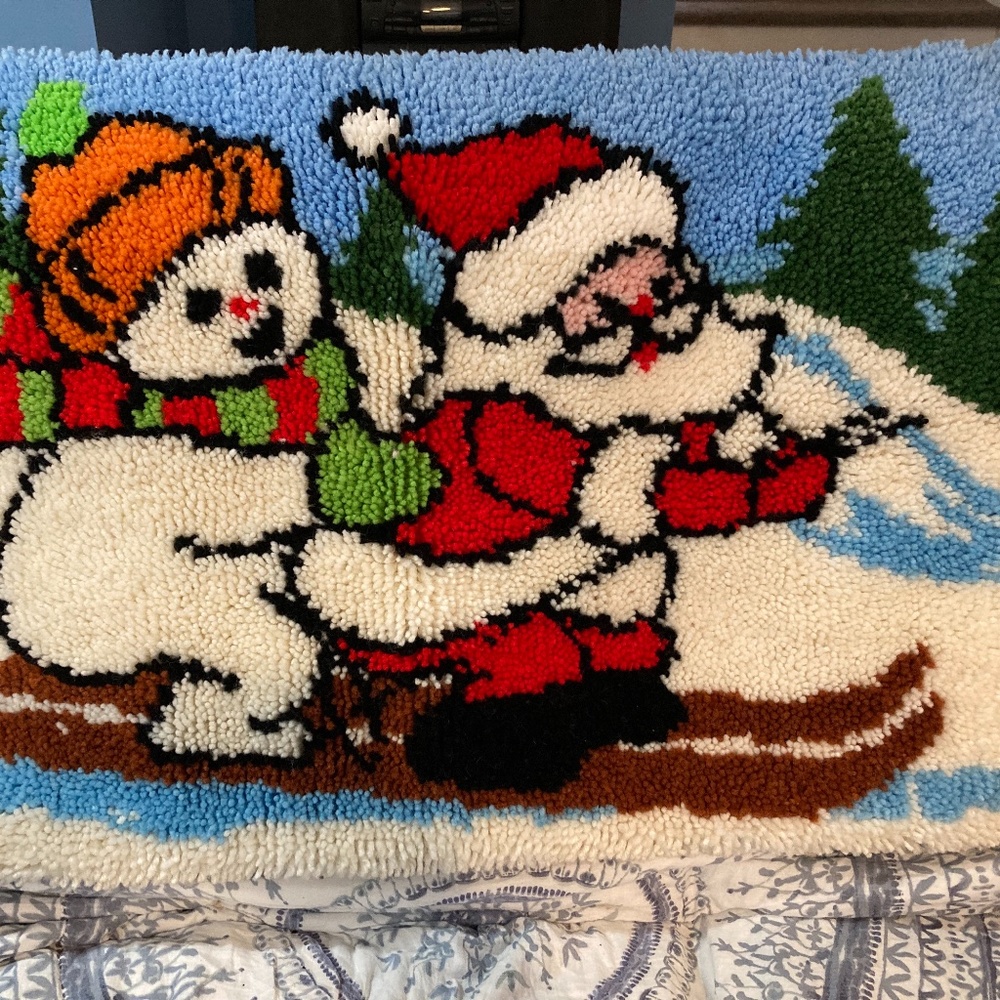 vintage snowman hookrug